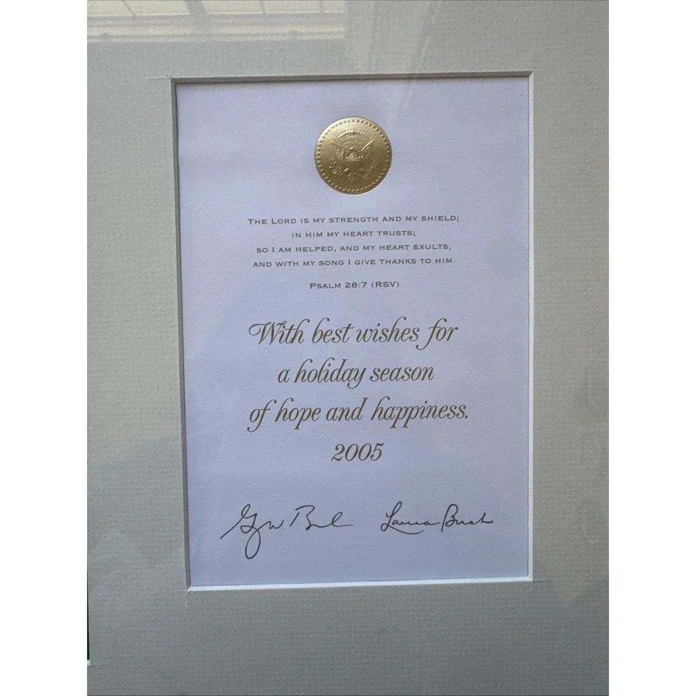George W. Bush President White House Christmas Card 2005 Museum Framed